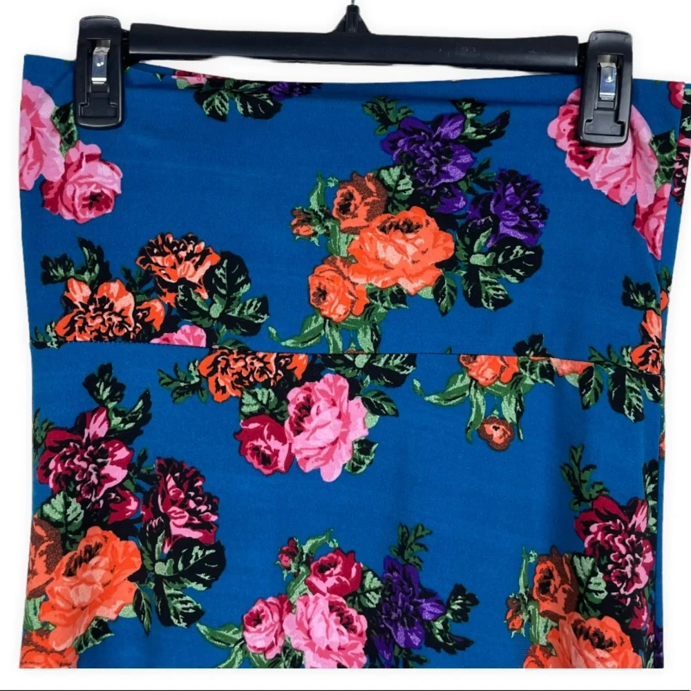 Lularoe Maxi Skirt Floor Length Floral Rose Swim Cover Tube Dress Blue Small - Picture 2 of 7